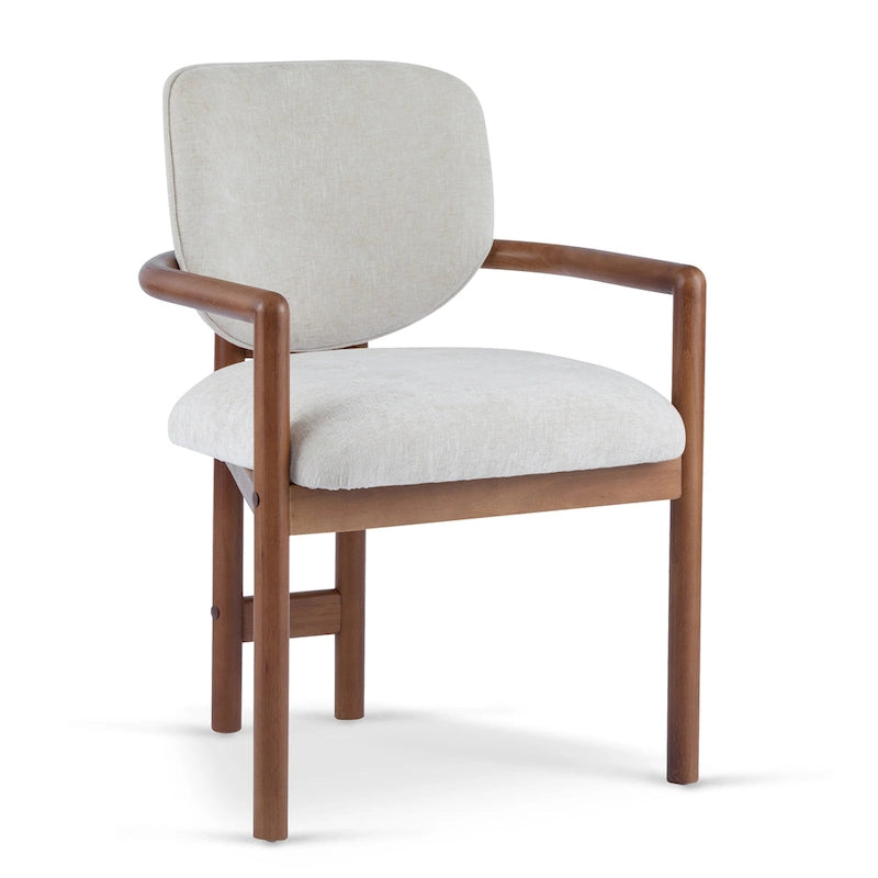 Modern Upholstered Rubberwood Arm Dining Chairs (Set of 2)