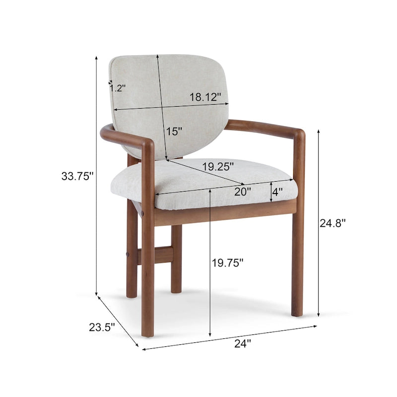 Modern Upholstered Rubberwood Arm Dining Chairs (Set of 2)