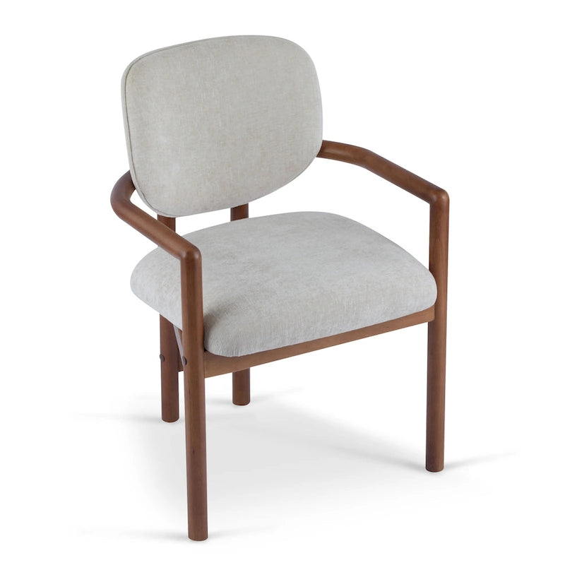 Modern Upholstered Rubberwood Arm Dining Chairs (Set of 2)