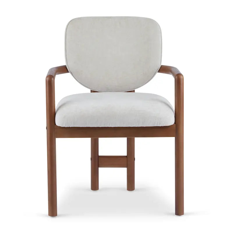 Modern Upholstered Rubberwood Arm Dining Chairs (Set of 2)