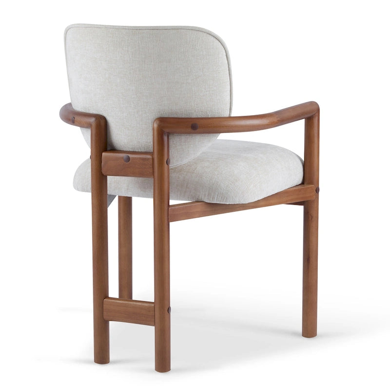 Modern Upholstered Rubberwood Arm Dining Chairs (Set of 2)
