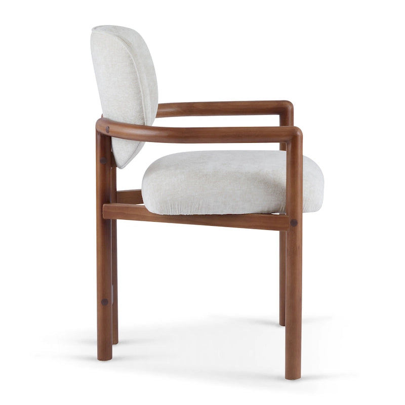 Modern Upholstered Rubberwood Arm Dining Chairs (Set of 2)