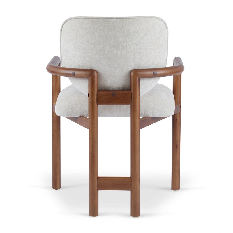 Modern Upholstered Rubberwood Arm Dining Chairs (Set of 2)