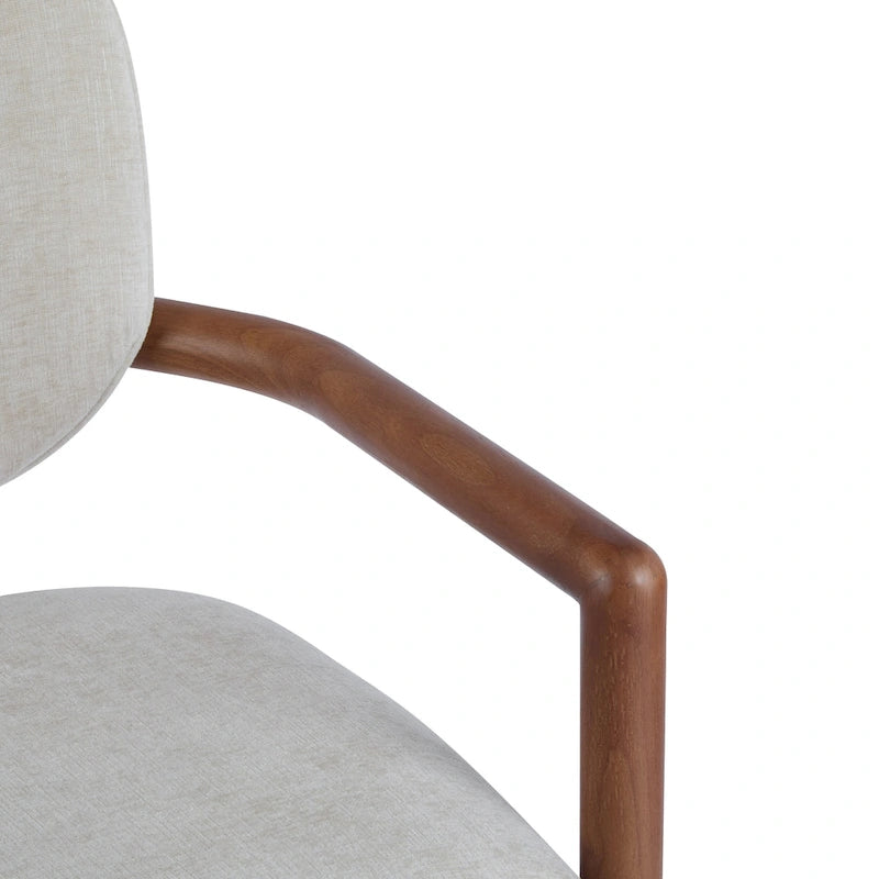 Modern Upholstered Rubberwood Arm Dining Chairs (Set of 2)