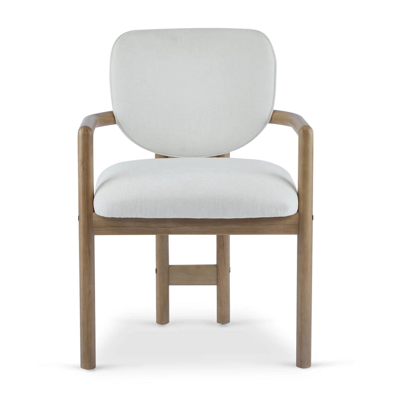 Modern Upholstered Rubberwood Arm Dining Chairs (Set of 2)