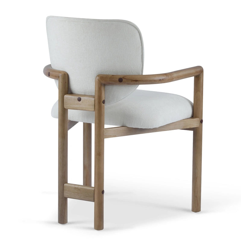 Modern Upholstered Rubberwood Arm Dining Chairs (Set of 2)