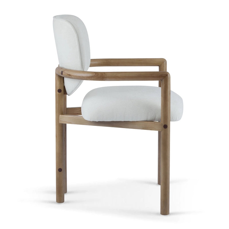 Modern Upholstered Rubberwood Arm Dining Chairs (Set of 2)