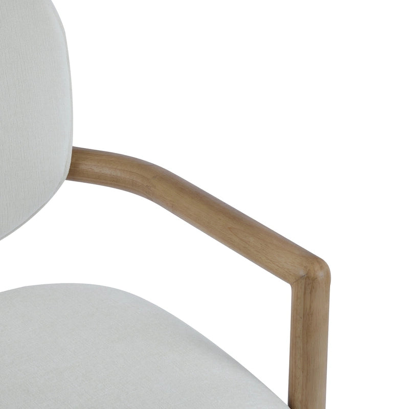Modern Upholstered Rubberwood Arm Dining Chairs (Set of 2)