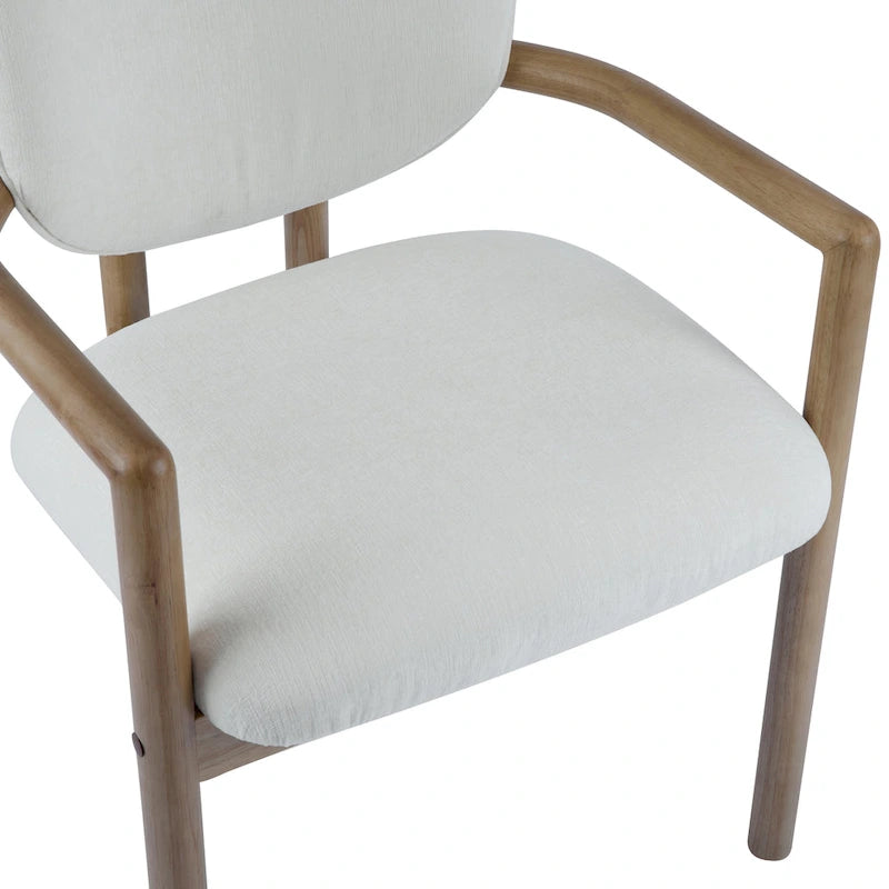 Modern Upholstered Rubberwood Arm Dining Chairs (Set of 2)