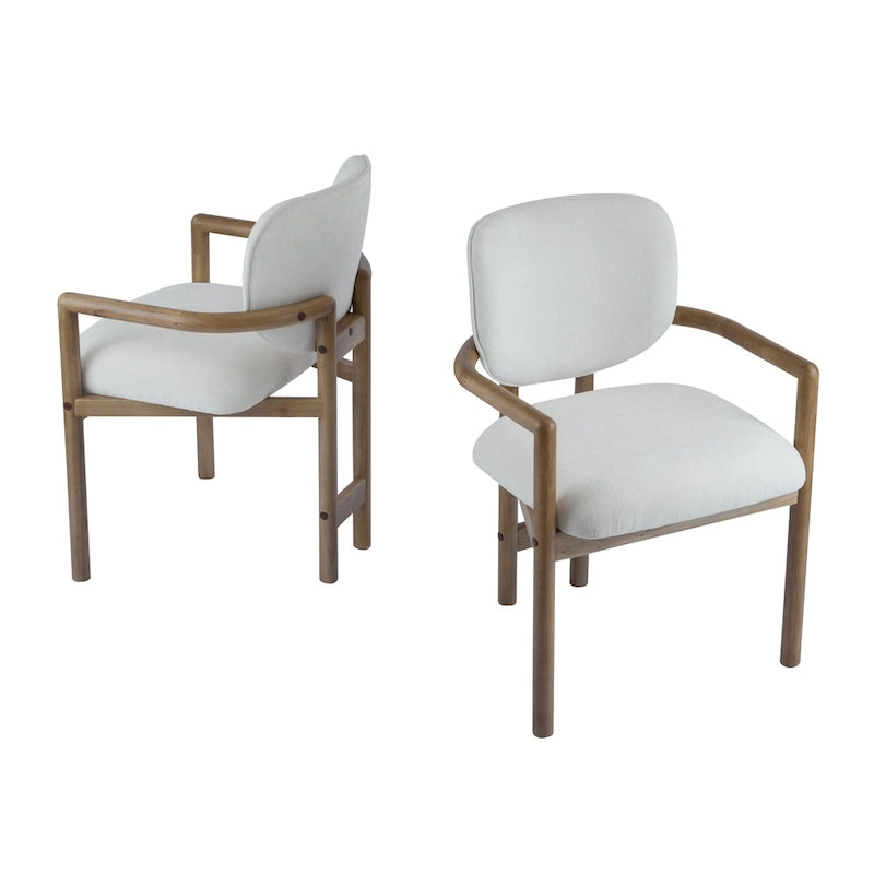Modern Upholstered Rubberwood Arm Dining Chairs (Set of 2)