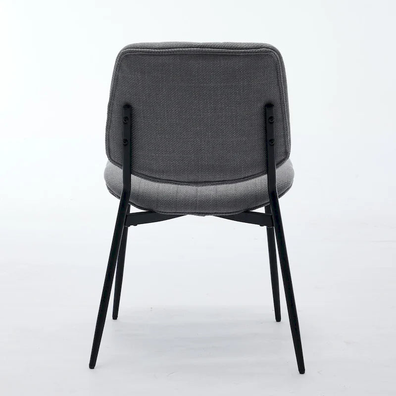2 Piece Linen Dining Chair Set with Metal Legs, Curved Backrest Dining Room Chair Indoor Lounge Side Chair