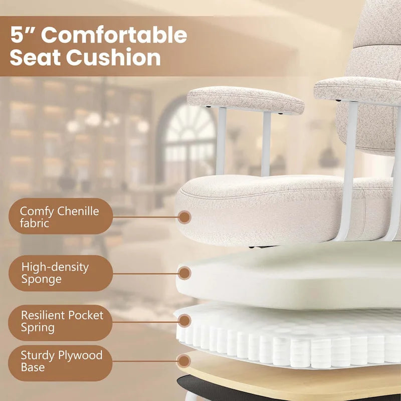 Costway Home Office Chair Leathaire Upholstered Task Chair with - See Details