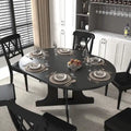 Modern Round Dining Table with Extendable Top and X Base