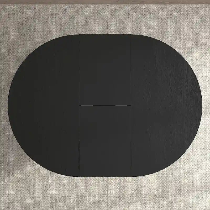 Modern Round Dining Table with Extendable Top and X Base
