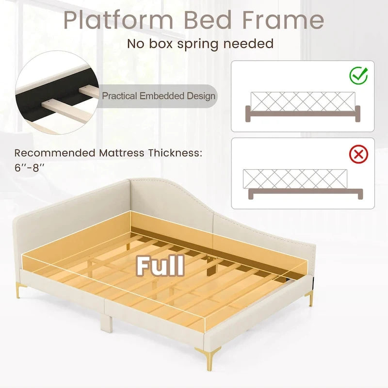 Twin/Full Size Upholstered Daybed Rivet-Tufted Platform Bed