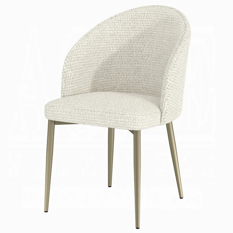 Dining Side Chair Set of 2, Padded Curved Back Contemporary White