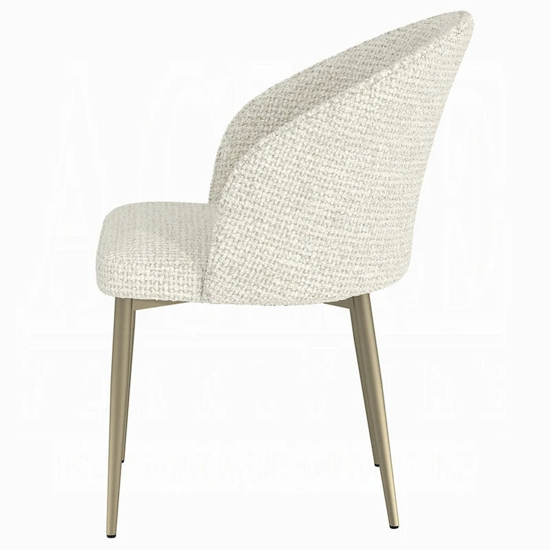 Dining Side Chair Set of 2, Padded Curved Back Contemporary White