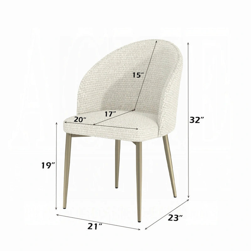 Dining Side Chair Set of 2, Padded Curved Back Contemporary White