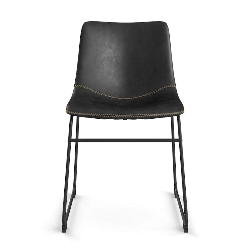Vegan Leather Side Chairs with Black Legs (Set of 2)