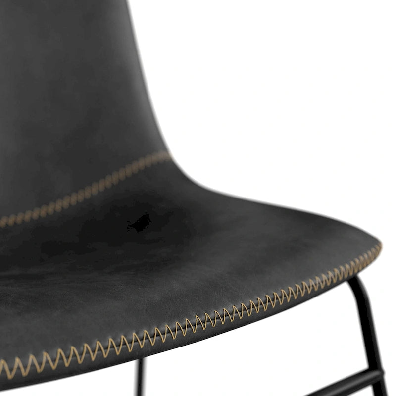 Vegan Leather Side Chairs with Black Legs (Set of 2)