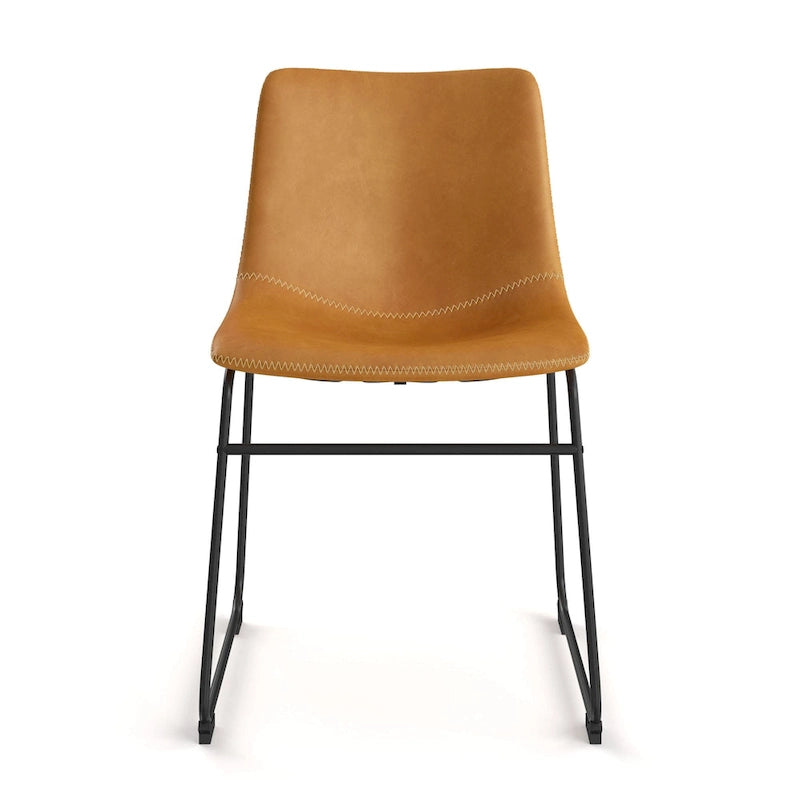Vegan Leather Side Chairs with Black Legs (Set of 2)