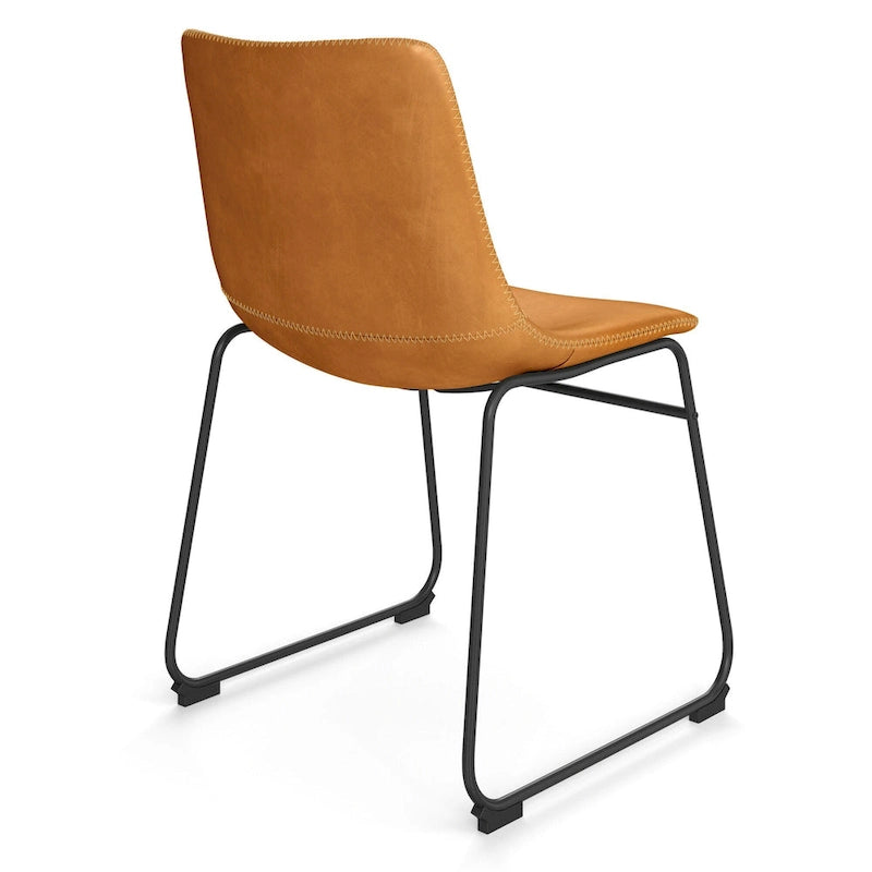 Vegan Leather Side Chairs with Black Legs (Set of 2)