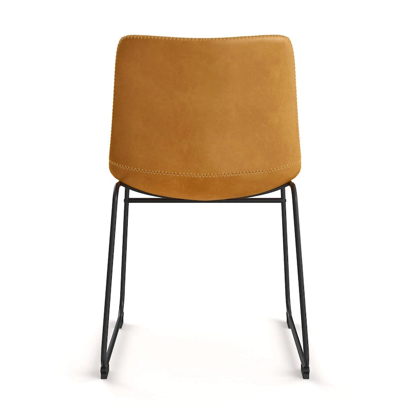 Vegan Leather Side Chairs with Black Legs (Set of 2)