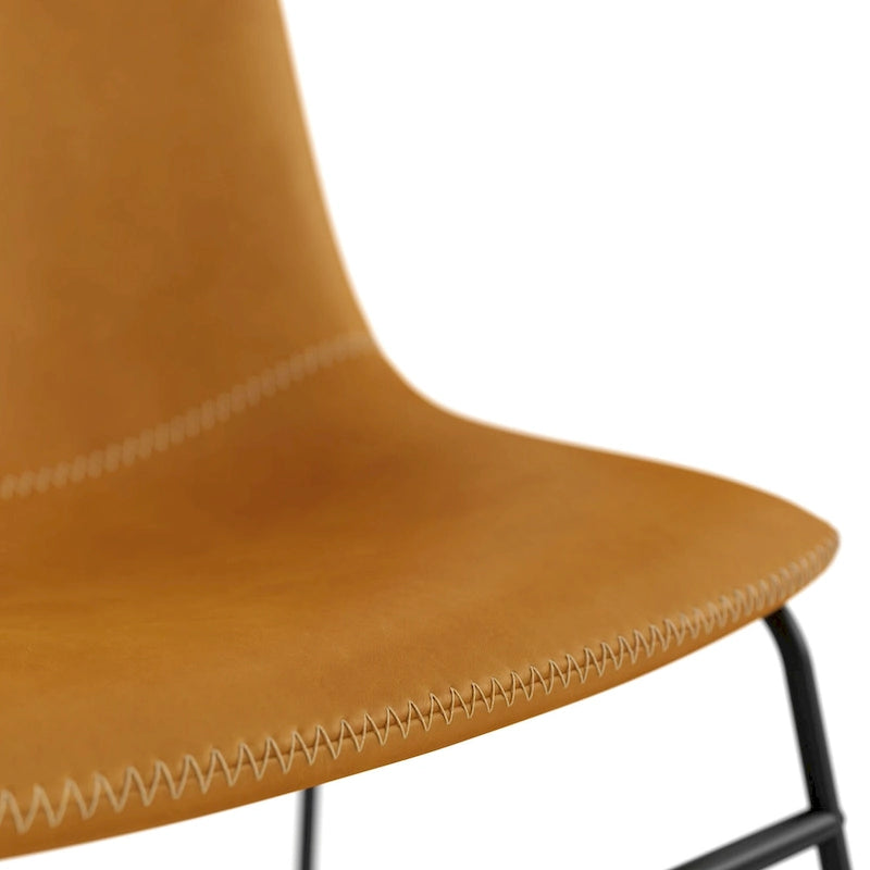 Vegan Leather Side Chairs with Black Legs (Set of 2)