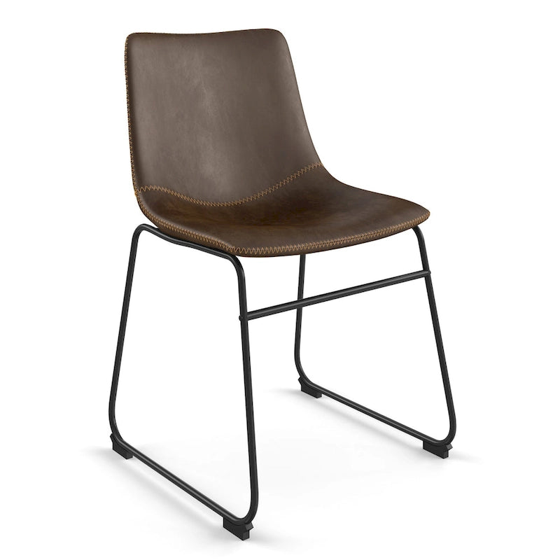Vegan Leather Side Chairs with Black Legs (Set of 2)