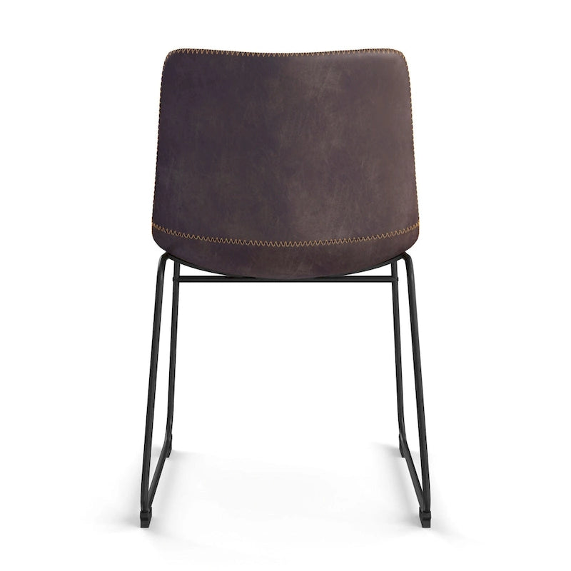 Vegan Leather Side Chairs with Black Legs (Set of 2)