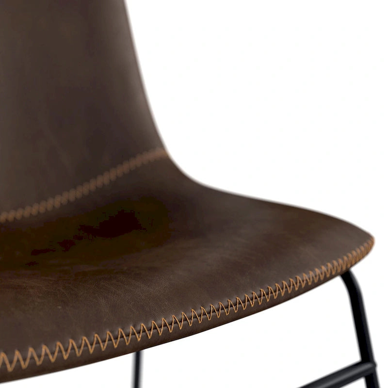Vegan Leather Side Chairs with Black Legs (Set of 2)