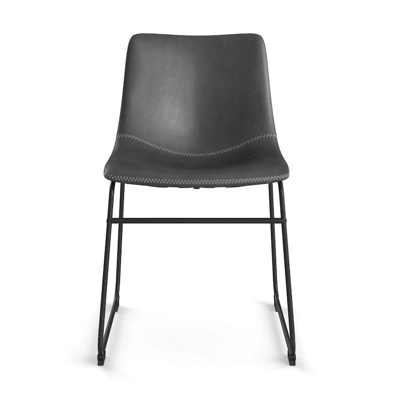 Vegan Leather Side Chairs with Black Legs (Set of 2)