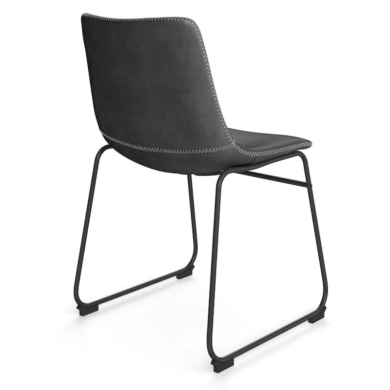 Vegan Leather Side Chairs with Black Legs (Set of 2)