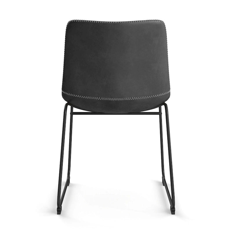 Vegan Leather Side Chairs with Black Legs (Set of 2)