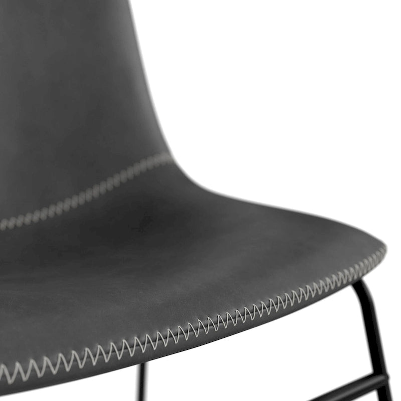 Vegan Leather Side Chairs with Black Legs (Set of 2)