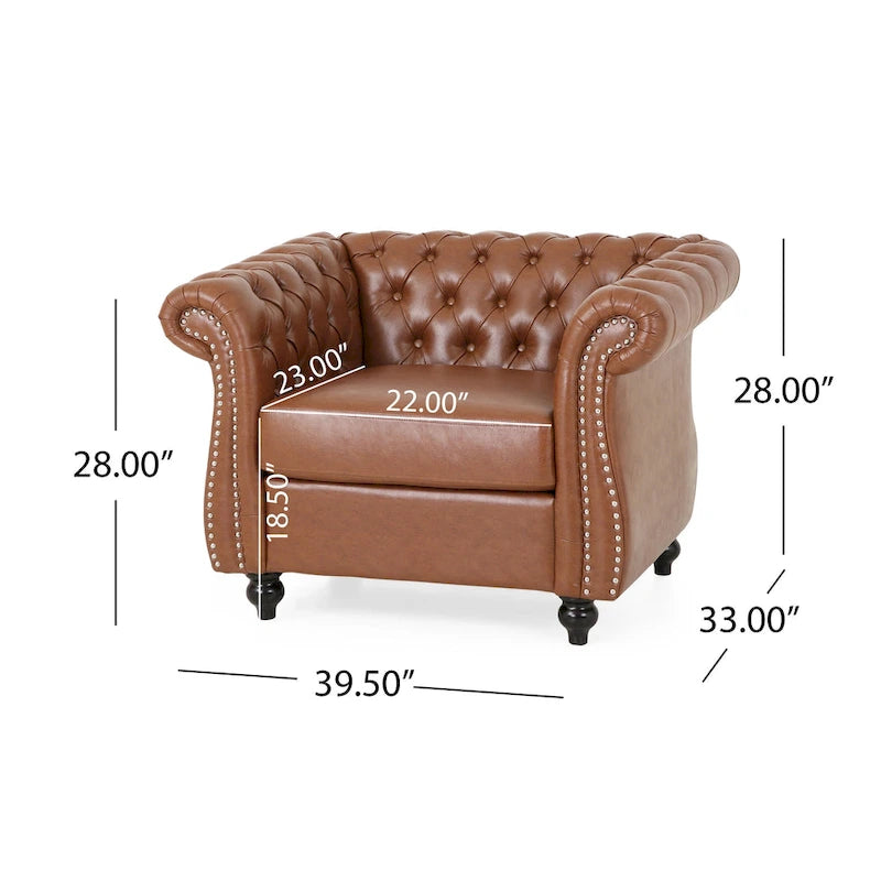 Traditional Chesterfield Club Chairs (Set of 2)