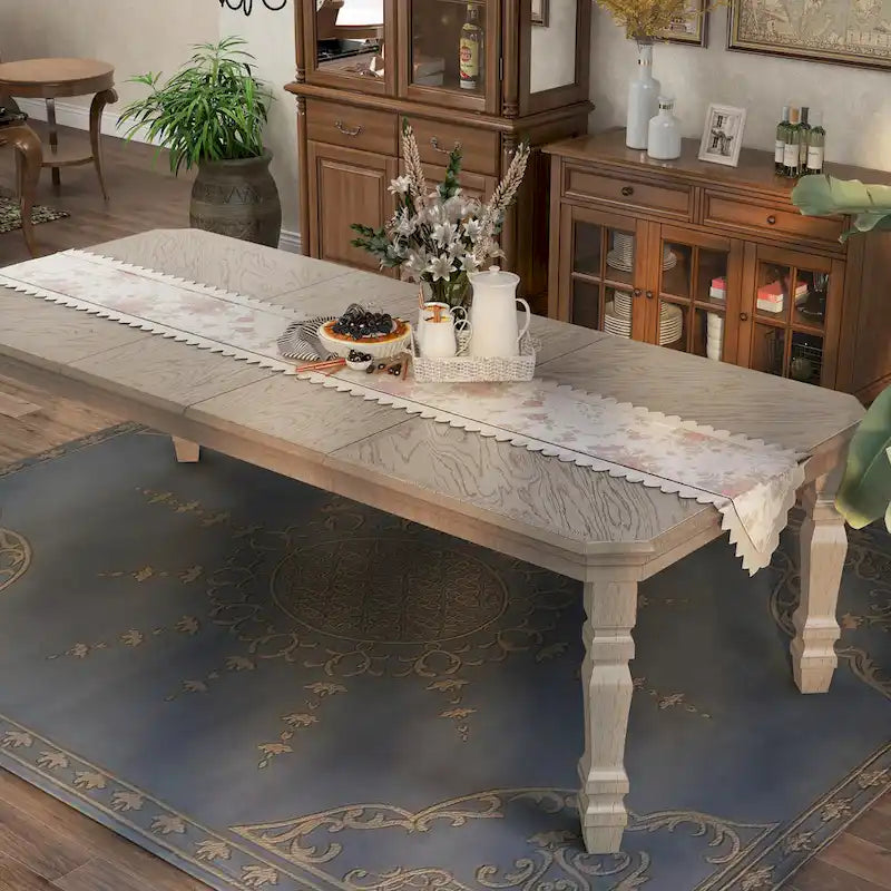 White 100-Inch Wood Expandable Dining Table