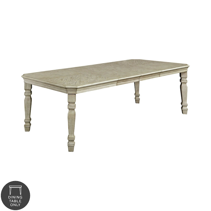 White 100-Inch Wood Expandable Dining Table
