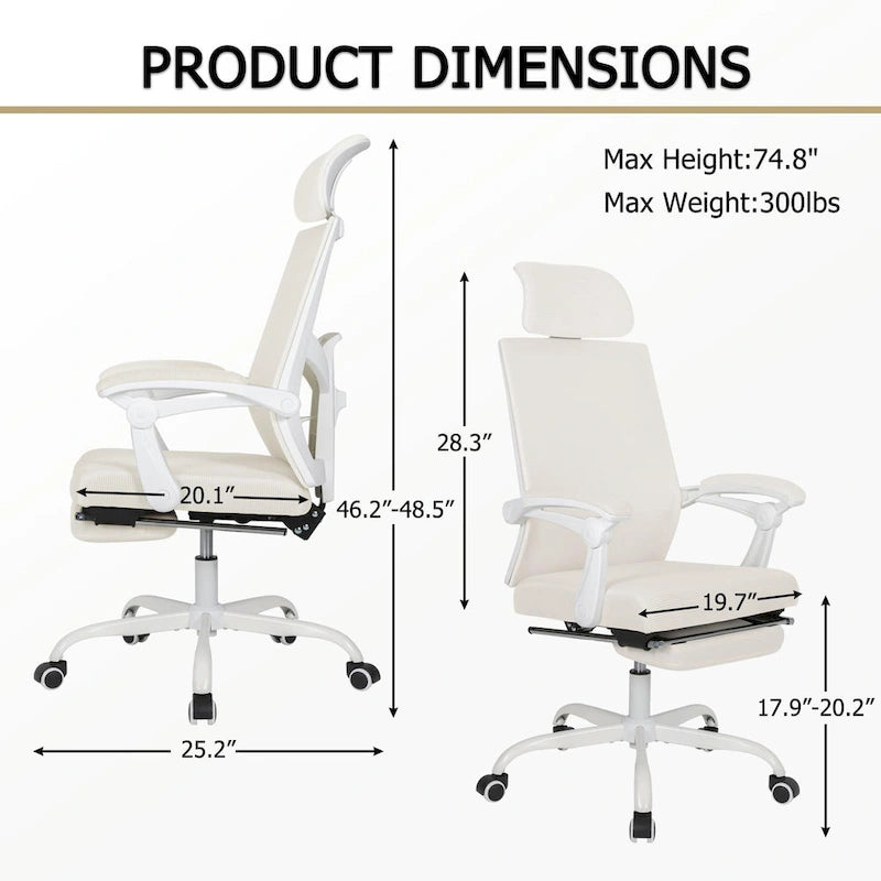 Office Chair With Foot Rest Ergonomic Swivel Mesh Task Office Chair