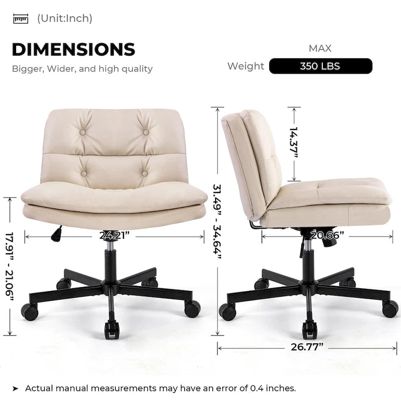 Large Size Swivel Armless Home Office Desk Chair