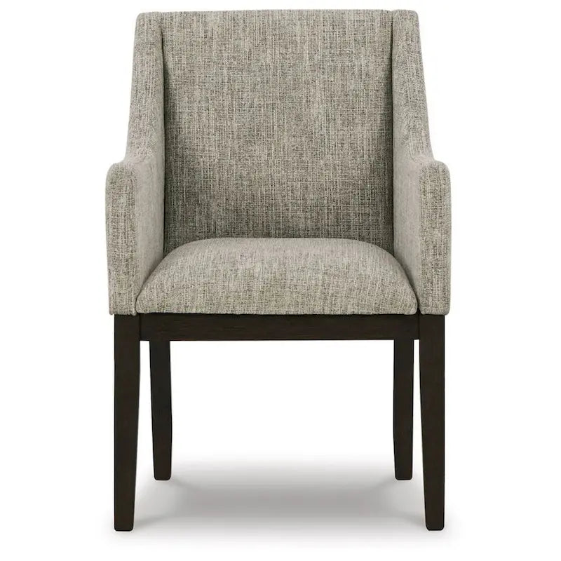 24 Inch Dining Armchair, Set of 2, Padded Beige Upholstery, Brown Legs