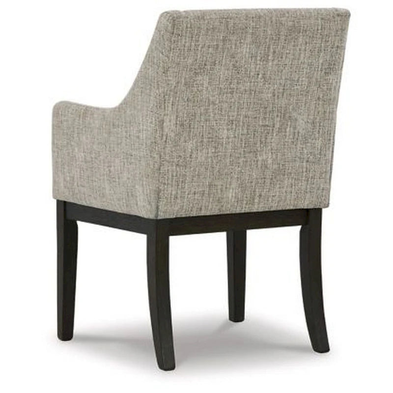 24 Inch Dining Armchair, Set of 2, Padded Beige Upholstery, Brown Legs