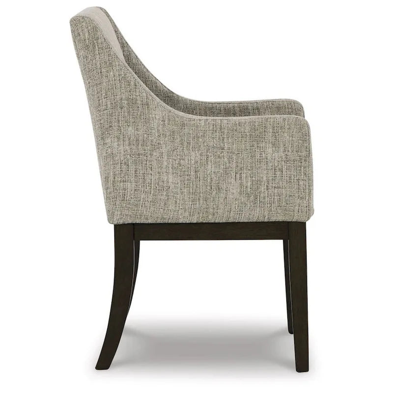 24 Inch Dining Armchair, Set of 2, Padded Beige Upholstery, Brown Legs