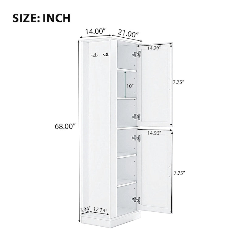 Freestanding Storage Cabinet with Hook and Adjustable Shelf