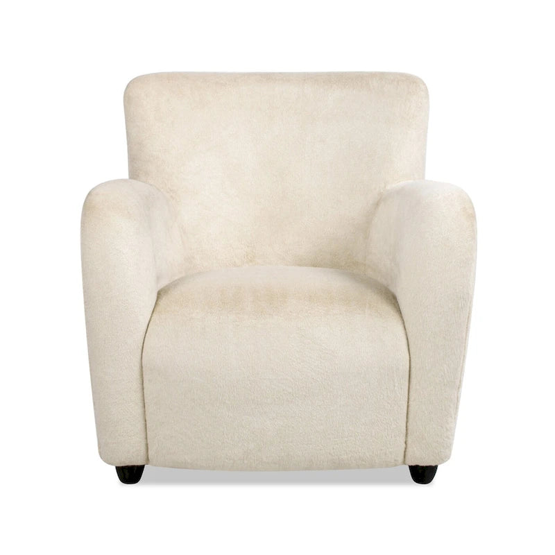 32" Transitional Faux Fur Upholstered Curved Arm Accent Chair