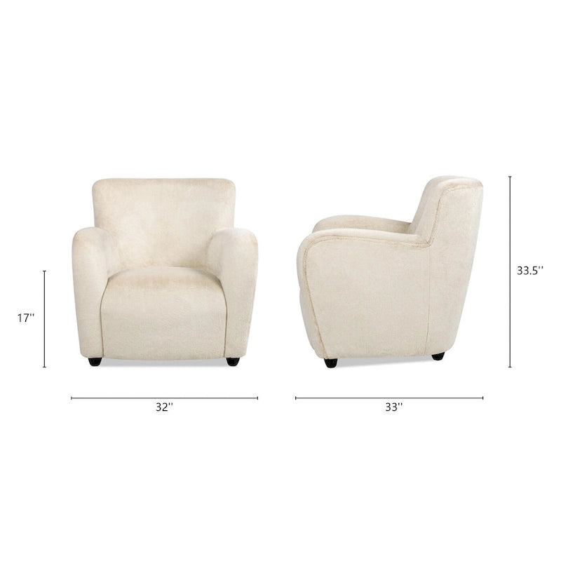 32" Transitional Faux Fur Upholstered Curved Arm Accent Chair