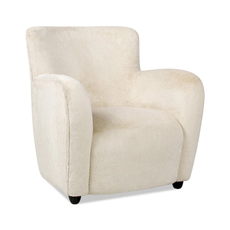 32" Transitional Faux Fur Upholstered Curved Arm Accent Chair
