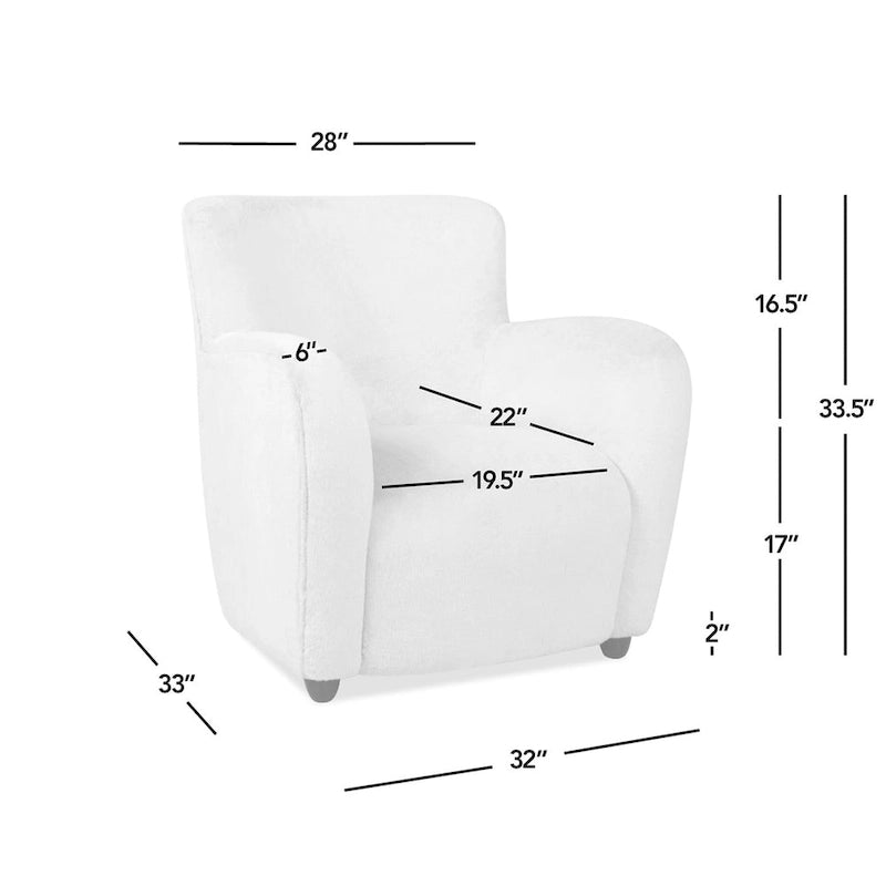 32" Transitional Faux Fur Upholstered Curved Arm Accent Chair